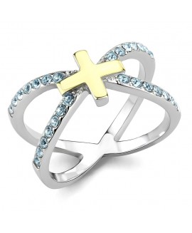 藍十字星｜水晶純鋼戒指 